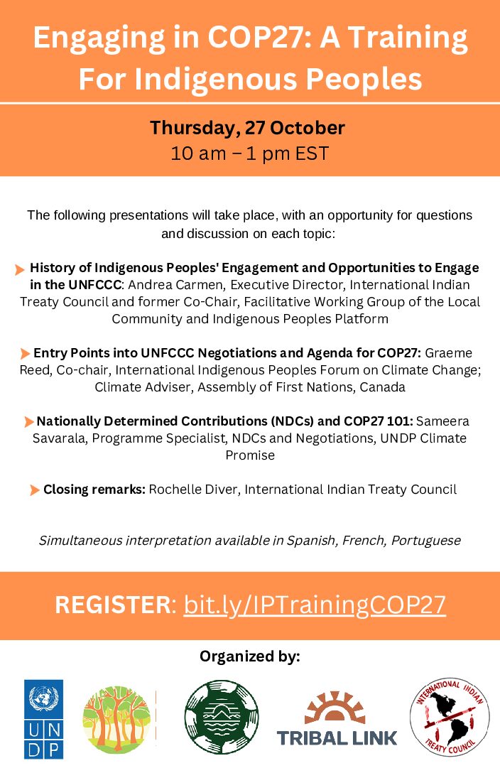 Engaging in COP27 A Training For Indigenous Peoples - Flyer (EN)