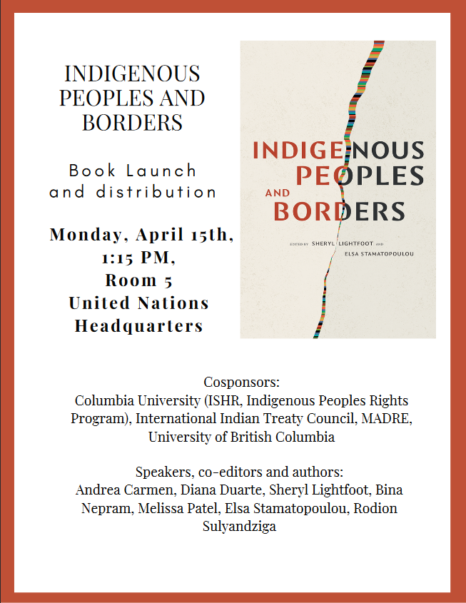 Event Indigenous Peoples and Borders - Book launch Indigenous Peoples and Borders POSTER